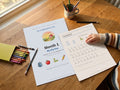 The Kindergarten Year printed on the kitchen table