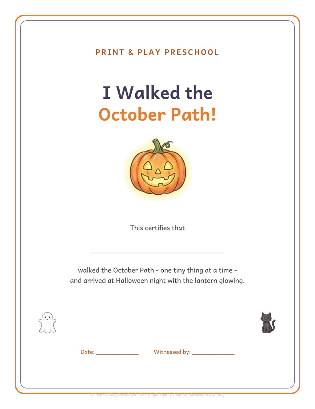 The certificate: I Walked the October Path!