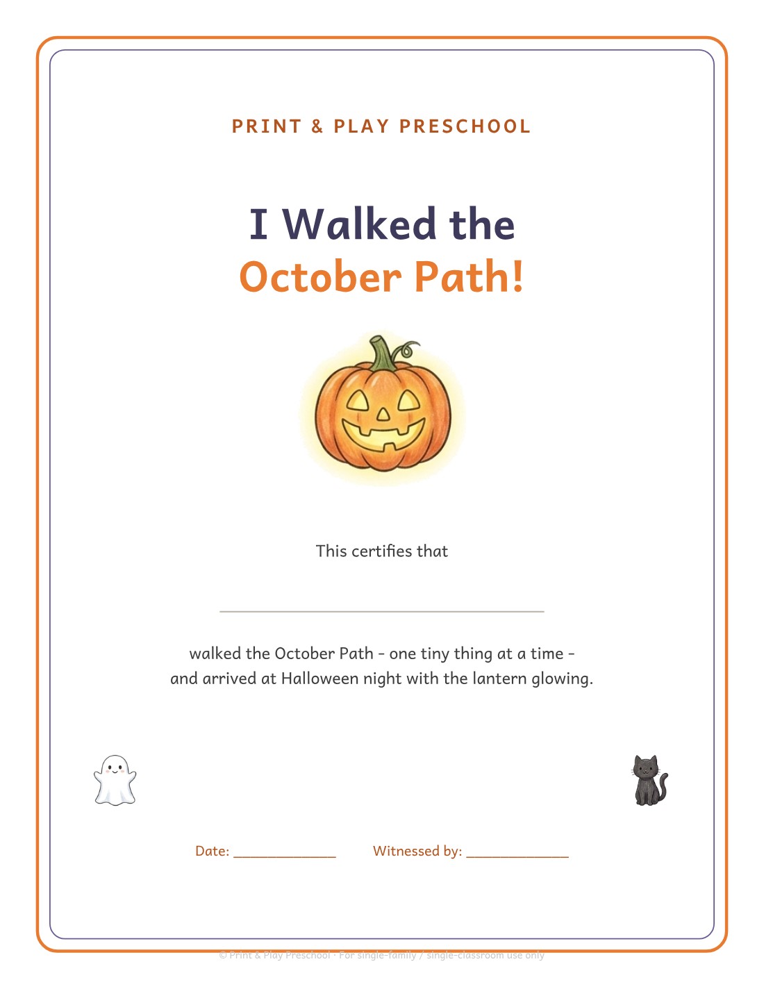 The certificate: I Walked the October Path!